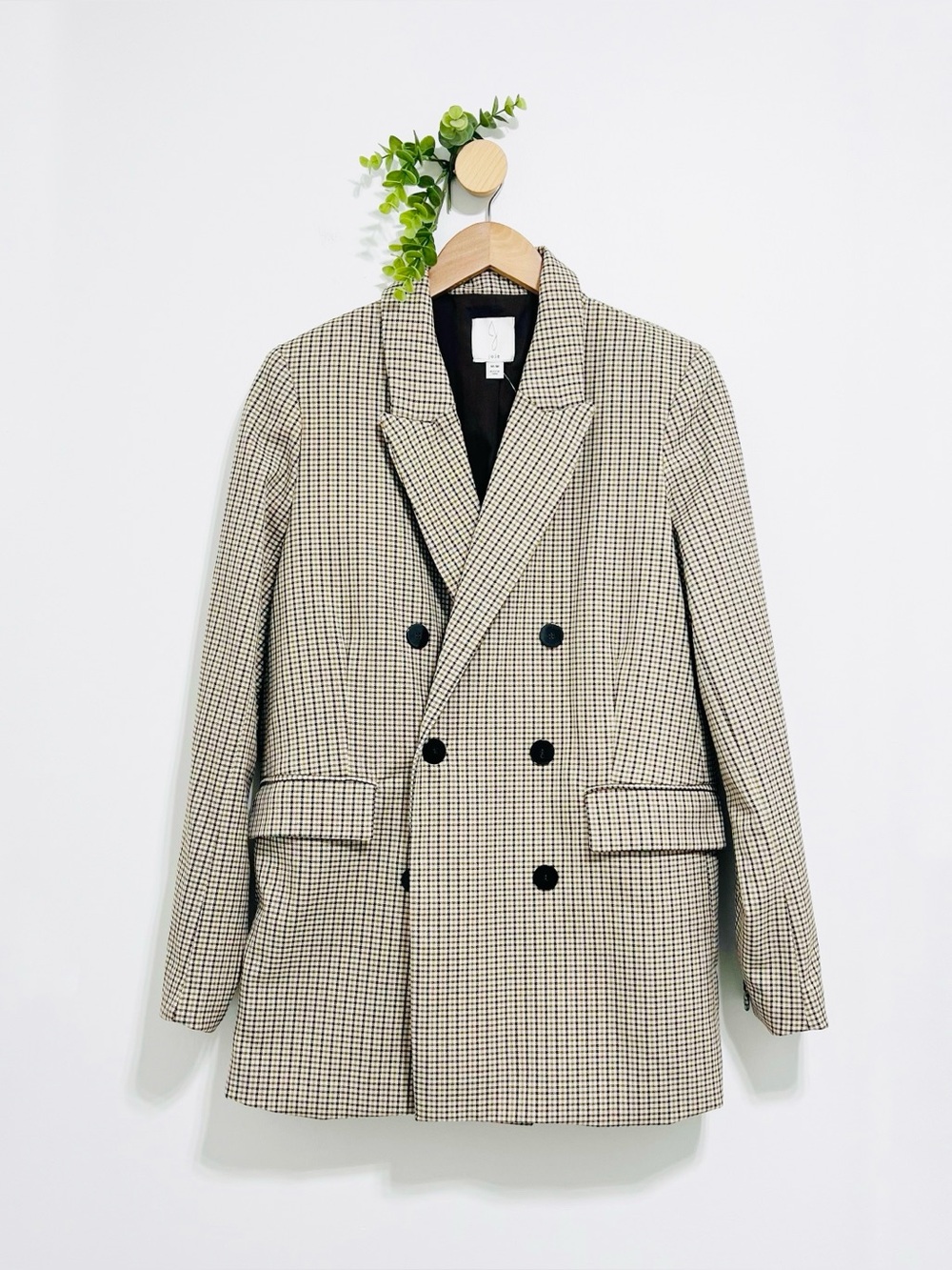 Joie Brown Beige Light Academia Houndstooth Blazer